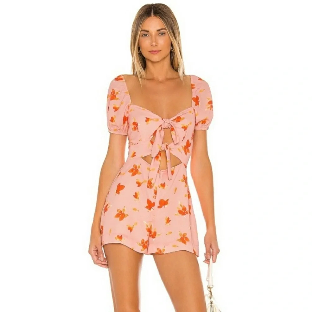 Revolve RESA Izzy Pink Floral Romper Size Small Retail $168